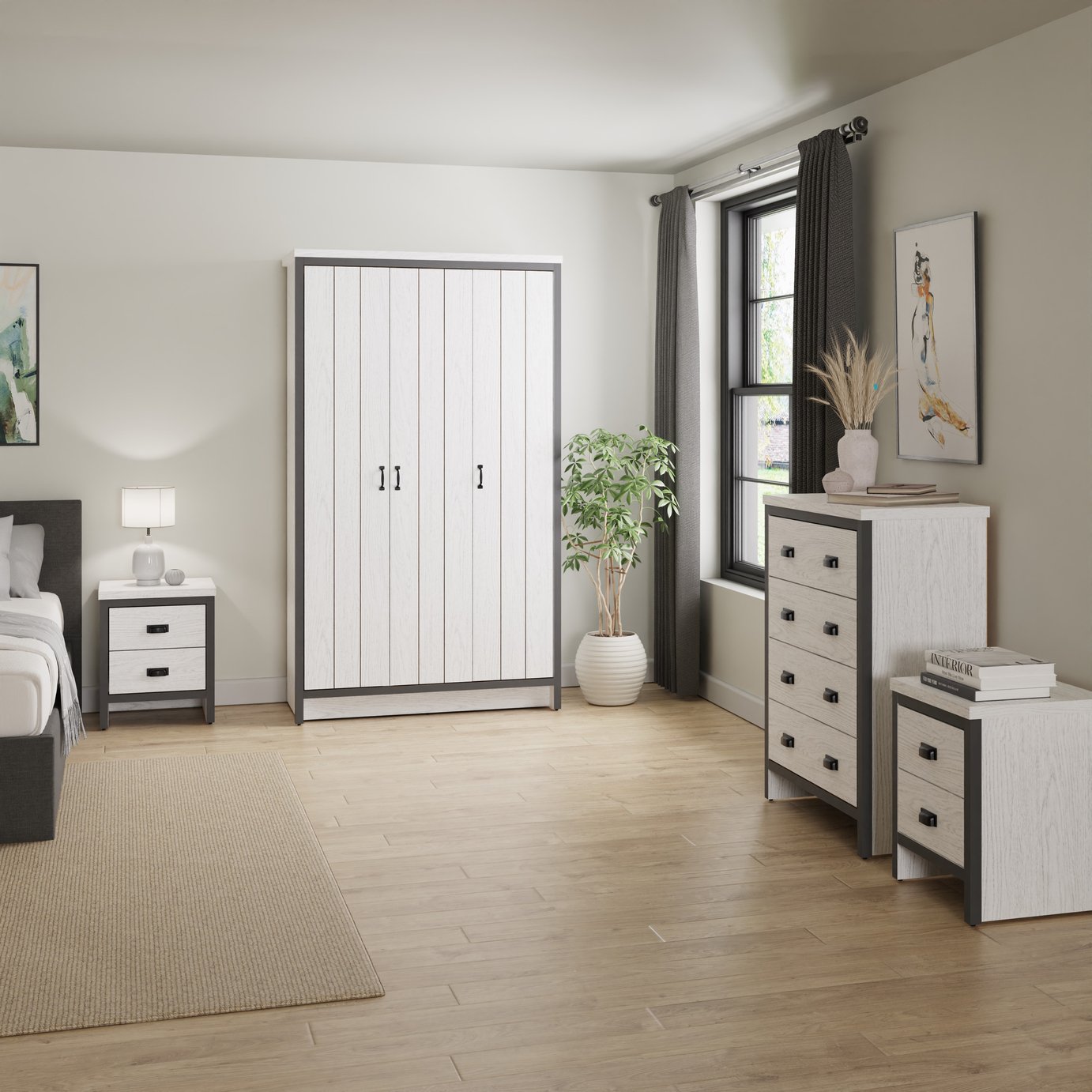 GFW Boston 4 Piece 3 Door Wardrobe Set