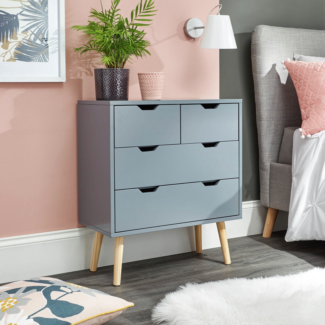 GFW Nyborg 4 Drawer Chest - Dark Grey