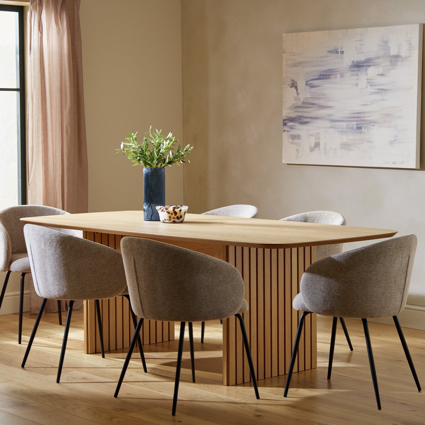 Habitat Crishel Oak Dining Table And 6 Natural Chairs