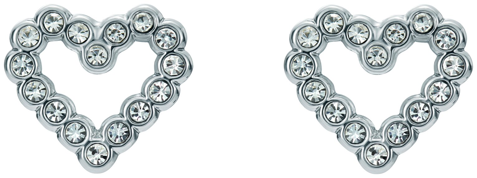 Ted Baker Silver Plated Crystal Halo Heart Stud Earrings