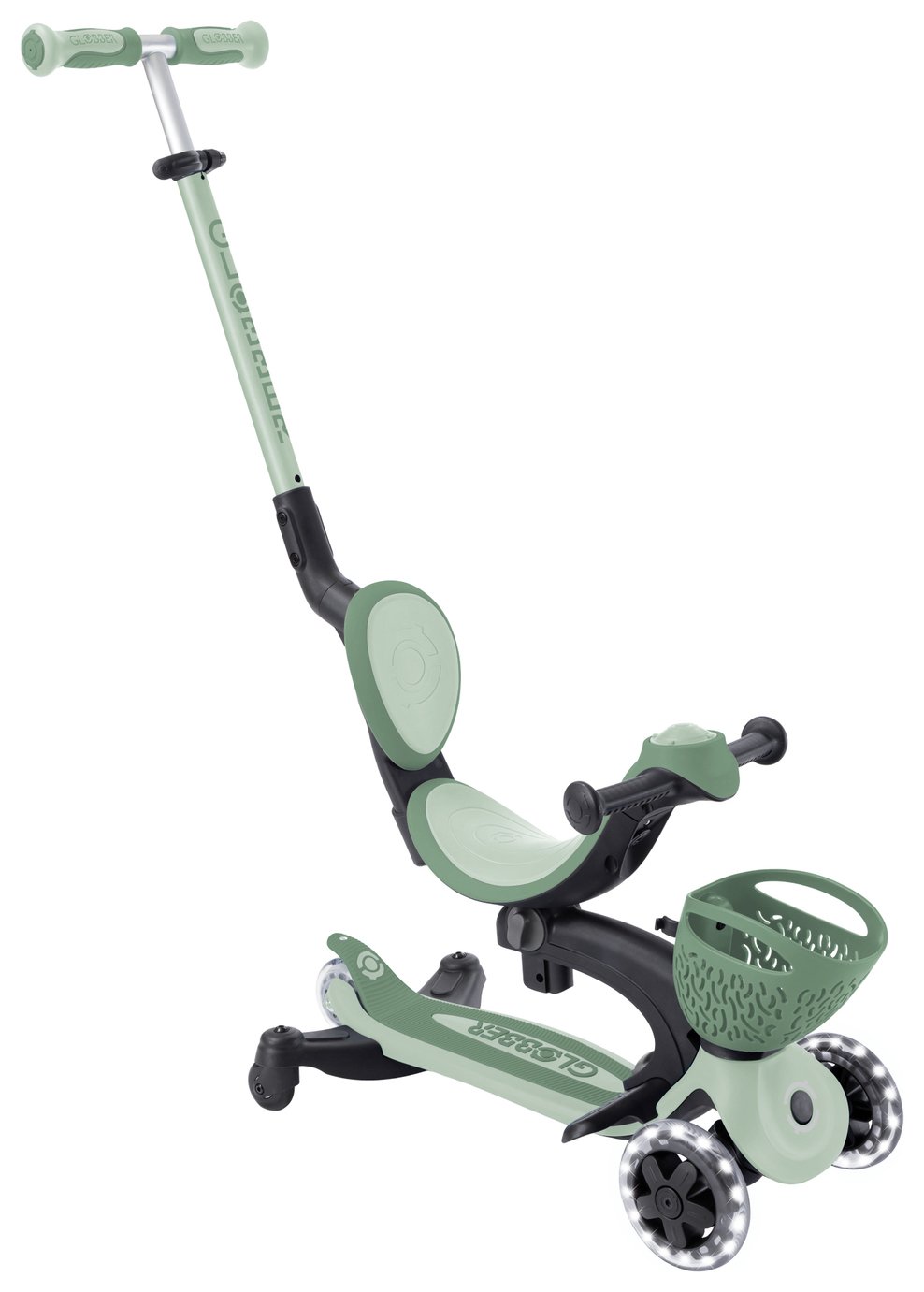 Globber Go Up Baby 360 Lights 3 Wheel Scooter – Sage