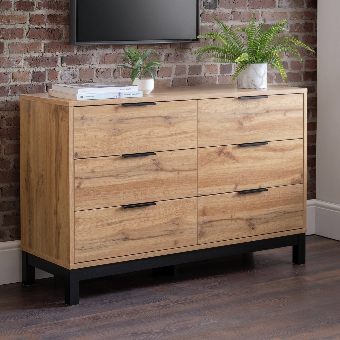 Julian Bowen Bali Wide 6 Drawer Chest - Oak