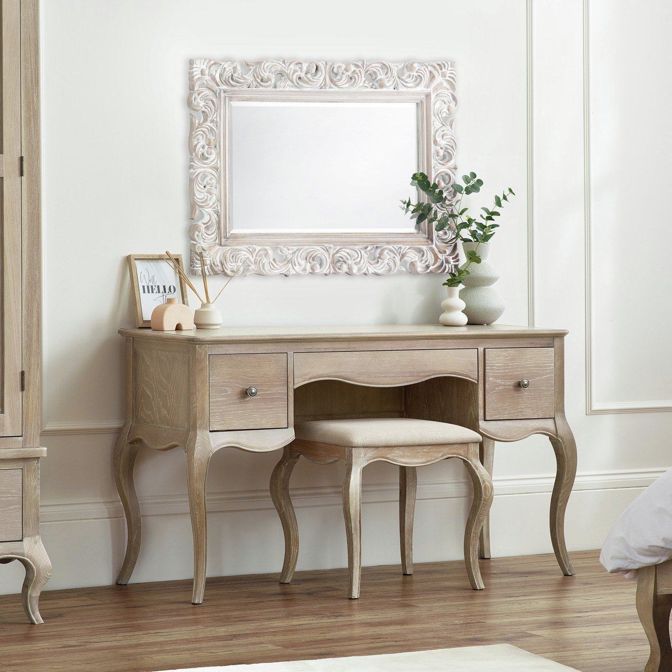 Julian Bowen Camille 2 Drawer Dressing Table and Stool - Oak