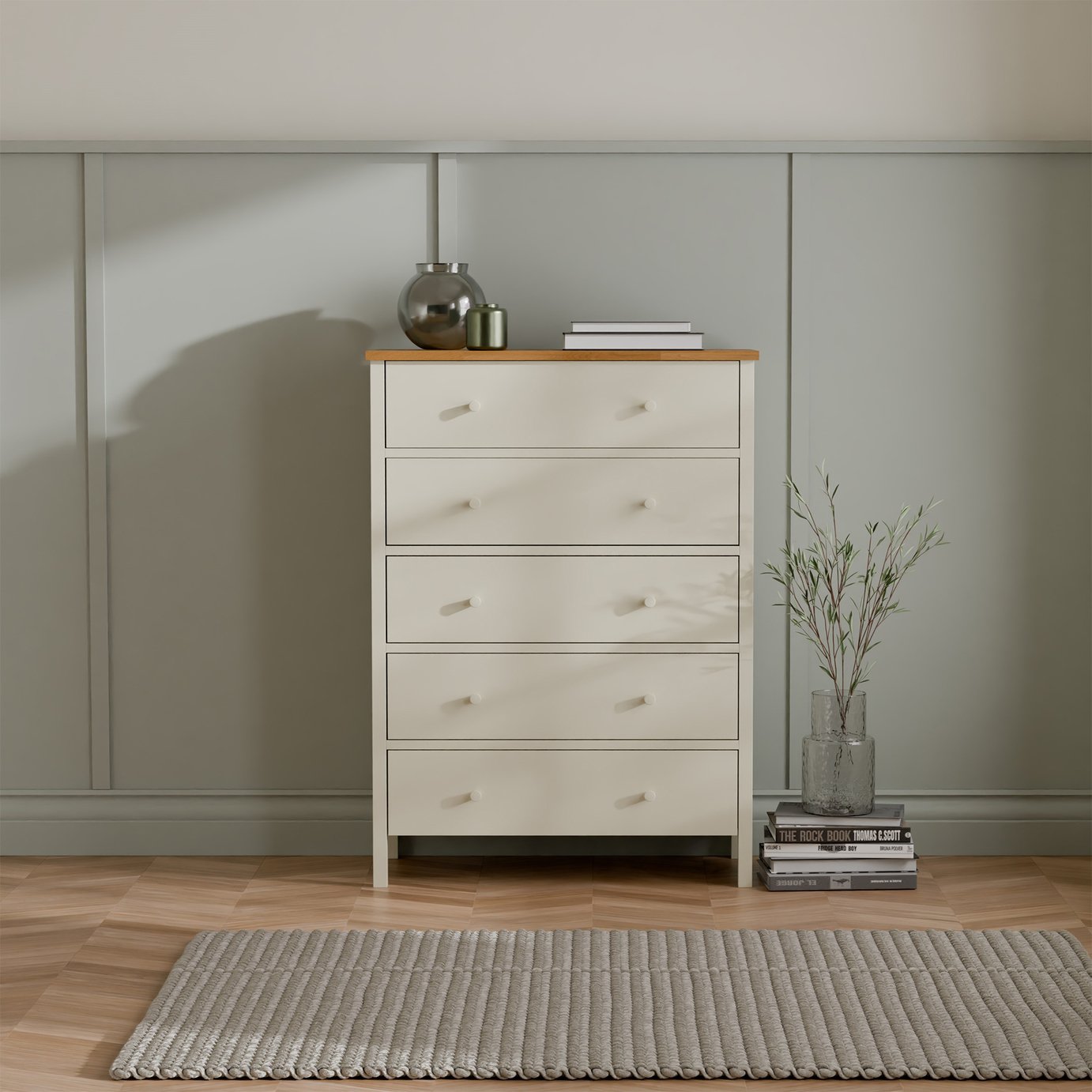 Julian Bowen Coxmoor Wide 5 Drawer Chest - Ivory