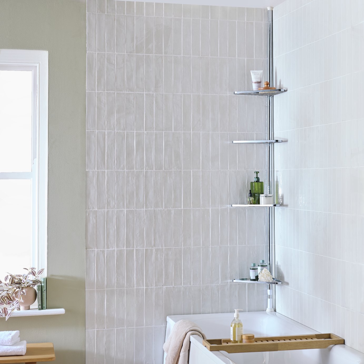 Argos Home Shower Organiser Pole - Chrome