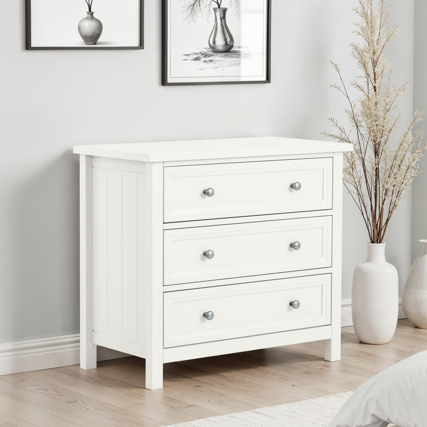 Julian Bowen Maine Wide 3 Drawer Chest - White