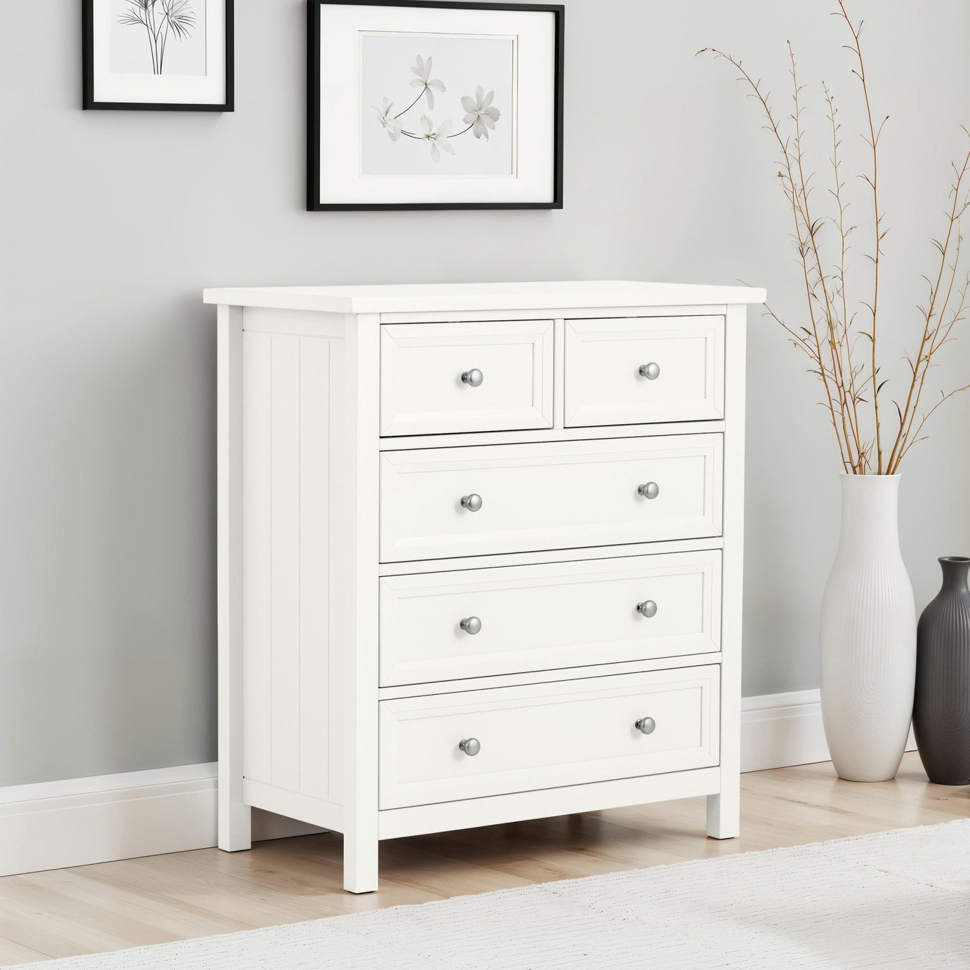 Julian Bowen Maine 5 Drawer Chest - White