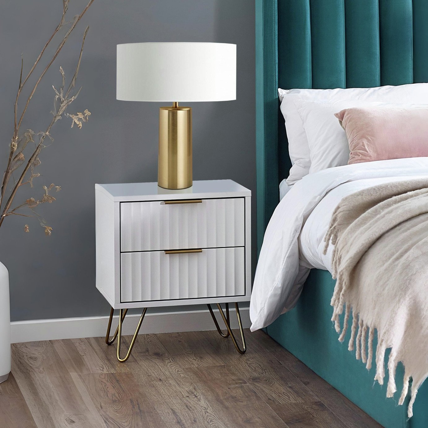 Julian Bowen Murano 2 Drawer Bedside Table - White