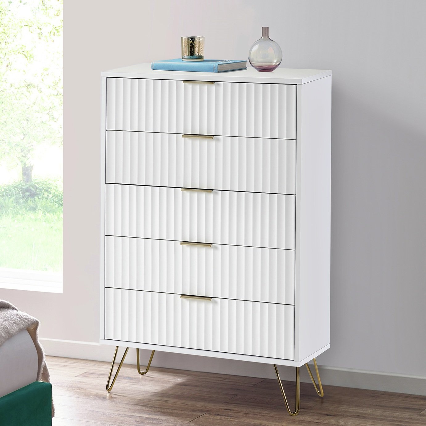 Julian Bowen Murano 5 Drawer Chest - White
