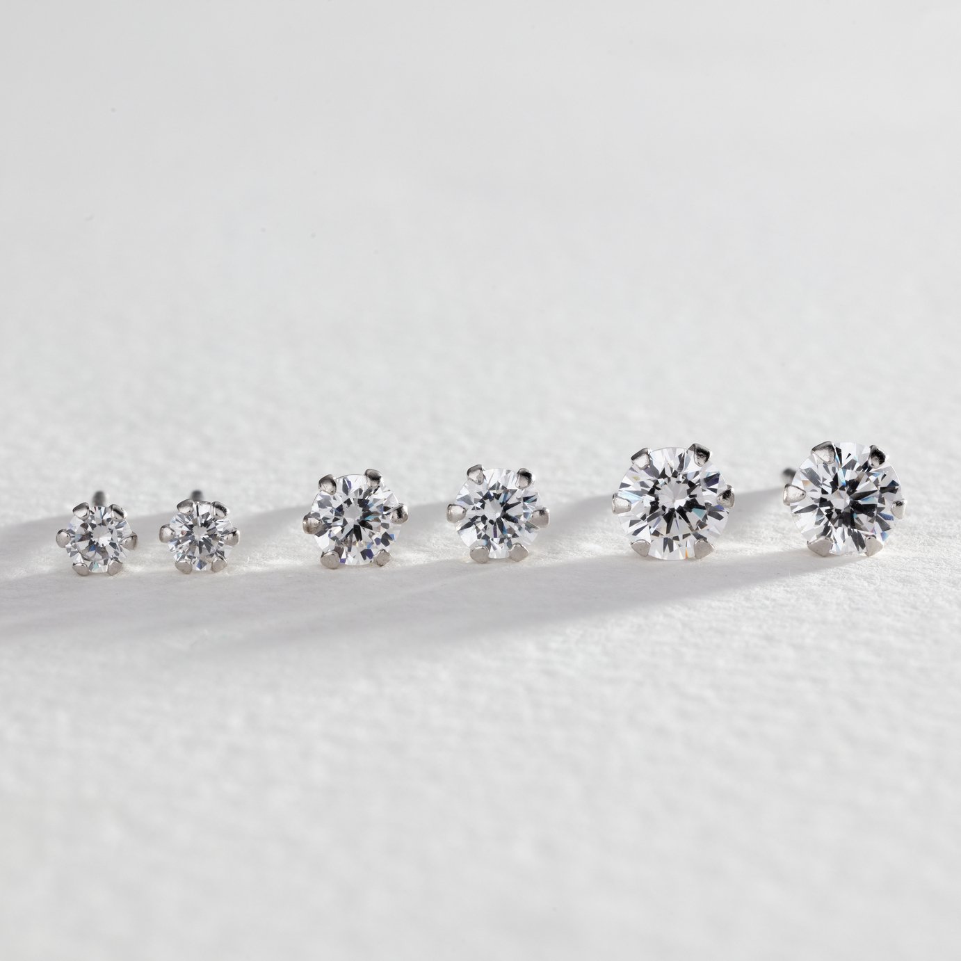 Revere Sterling Silver Stamp Cubic Zirconia Stud Earrings