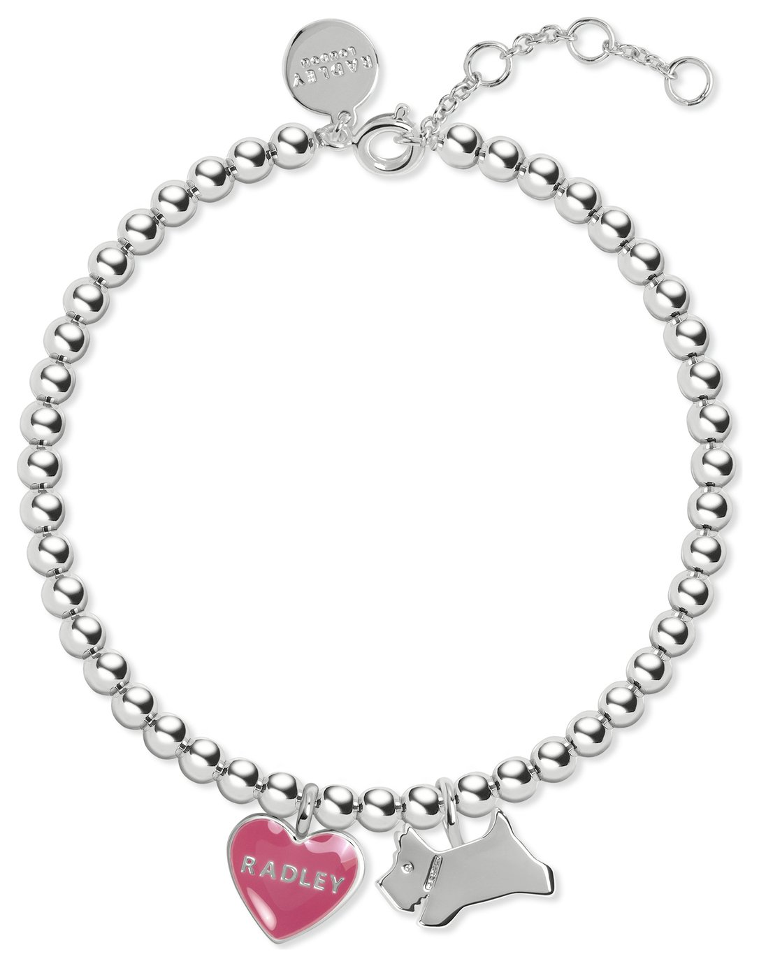 Radley Silver Plated Heart Charm Bead Bracelet 