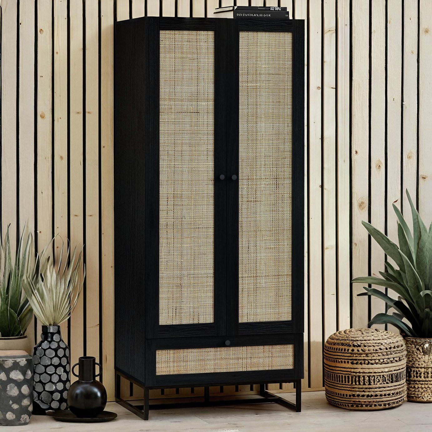 Julian Bowen Padstow 2 Door Wardrobe - Black