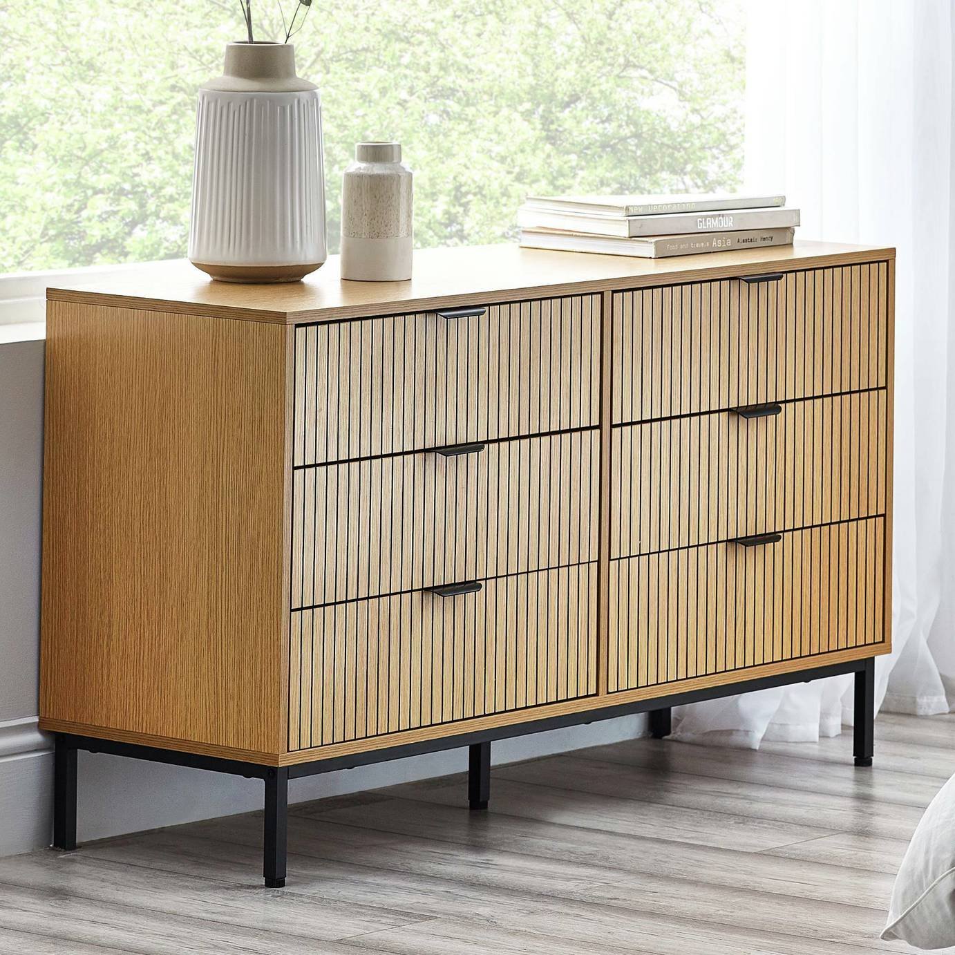 Julian Bowen Sia 6 Drawer Chest - Beige