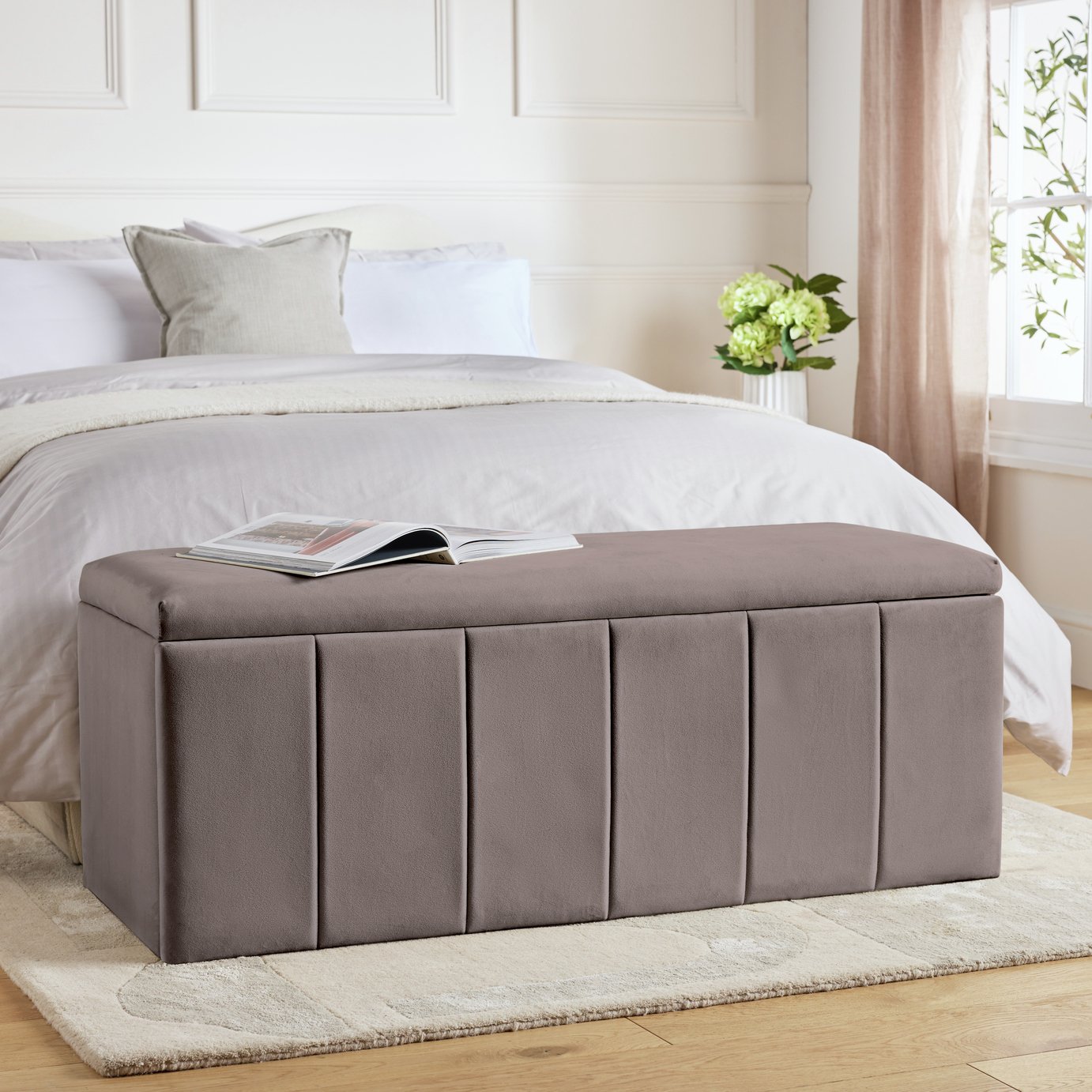 Argos Home Pandora Velvet Storage Ottoman