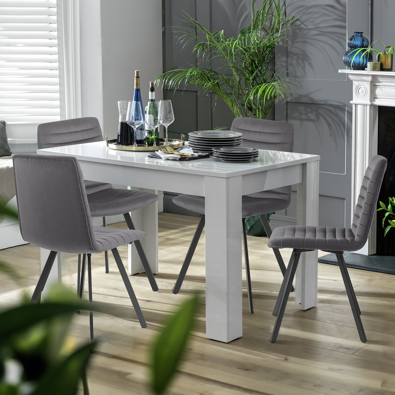 Argos Home Miami White Dining Table & 4 Chairs