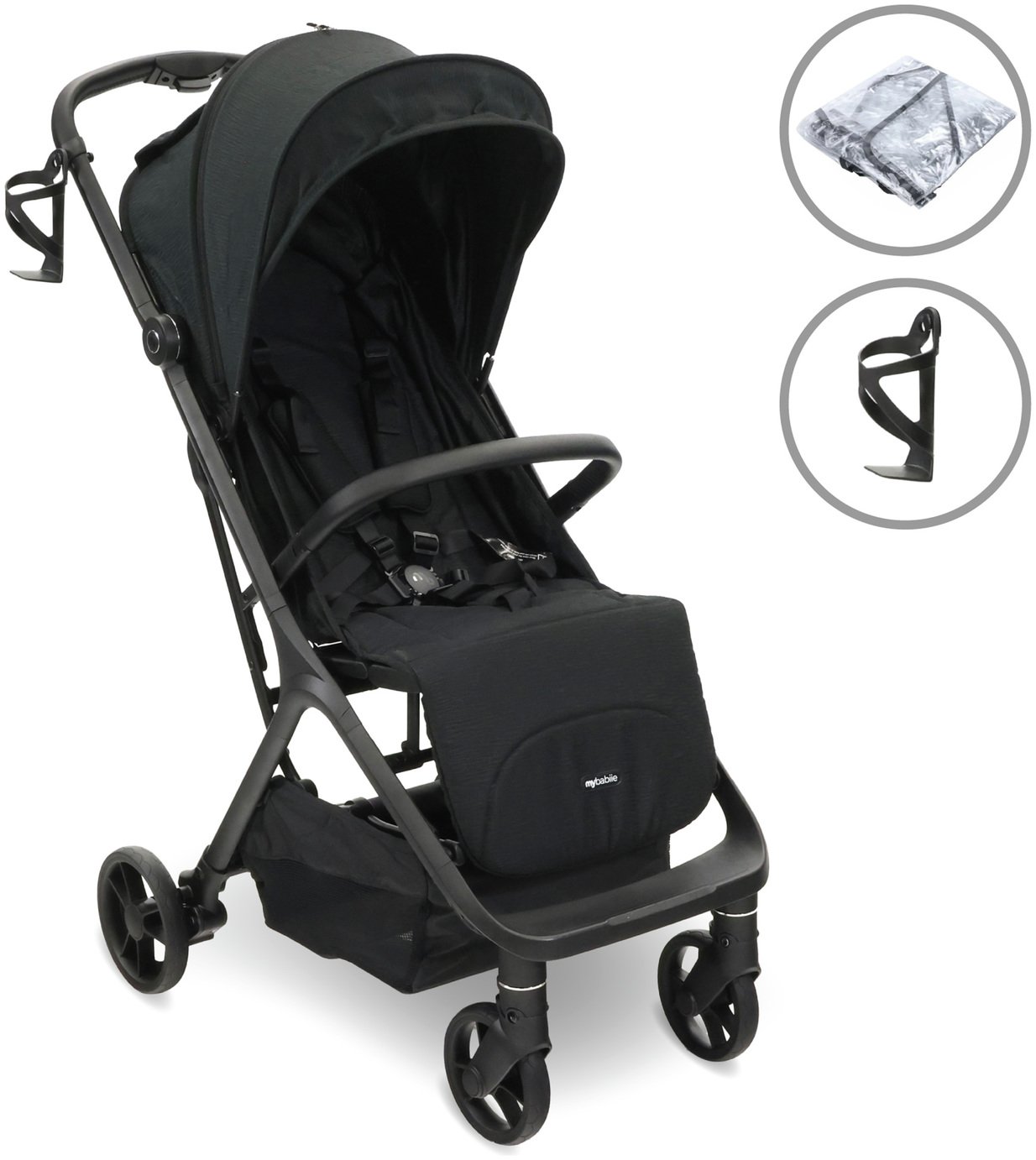 My Babiie MBX7 Plus Auto-Fold Compact Stroller - Black