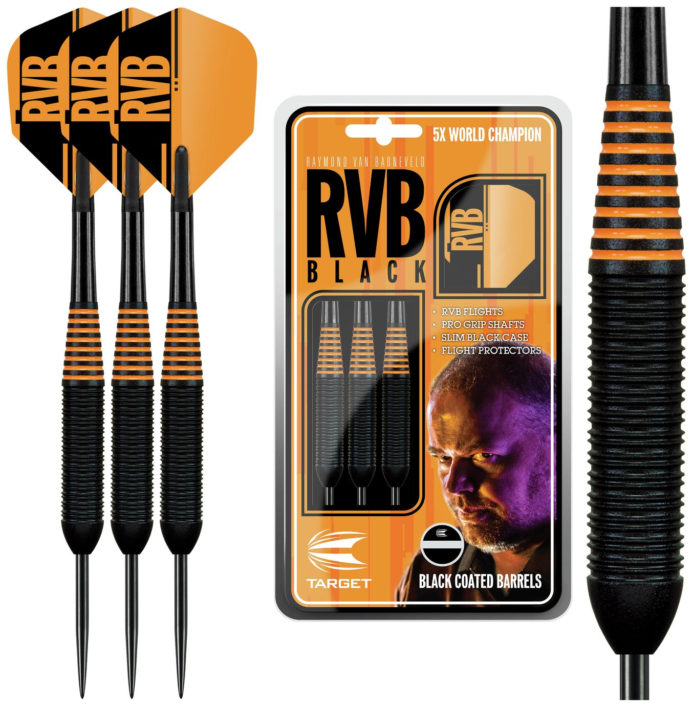 Target RVB Black 22g Brass Steel Tip Darts Set