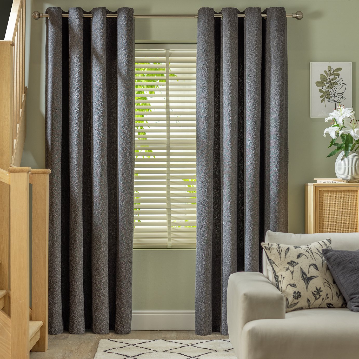 Habitat Blackout Eyelet Curtains - Dark Grey - 168x229cm