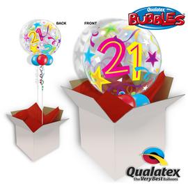 21st Birthday Brilliant Star 22 Inch Bubble Balloon In A Box