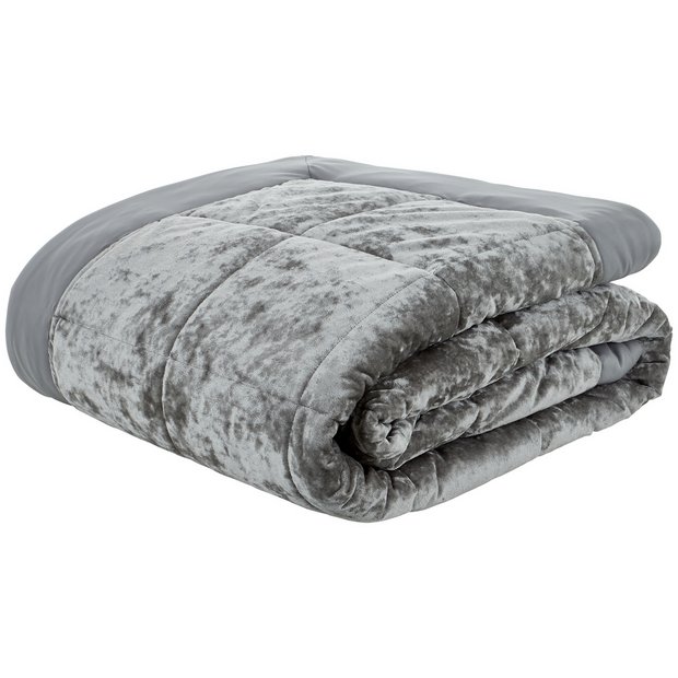 Buy Catherine Lansfield Crushed Velvet Bedspread Silver