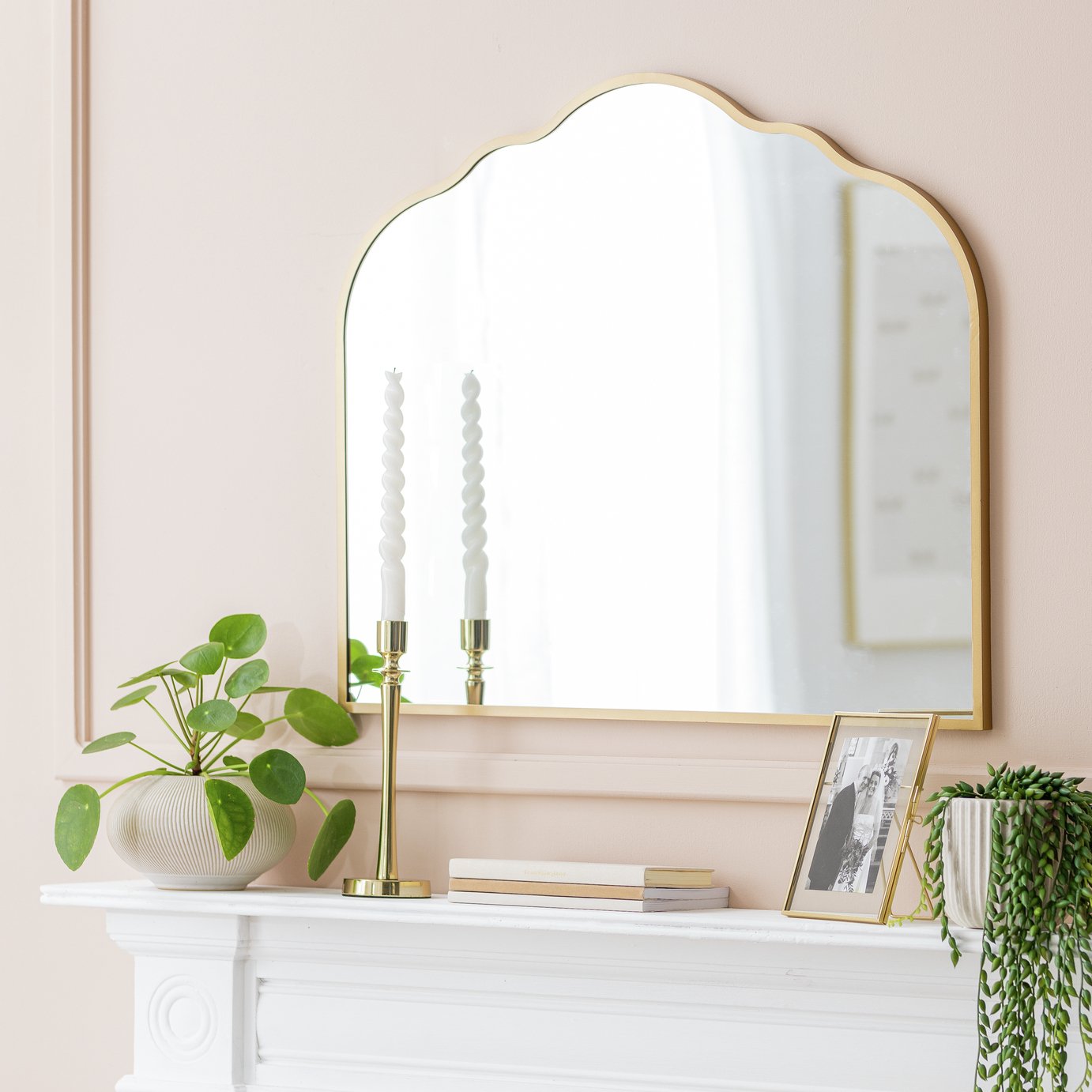 Argos Home Gold Overmantle Curved Wall Mirror - 70x60cm