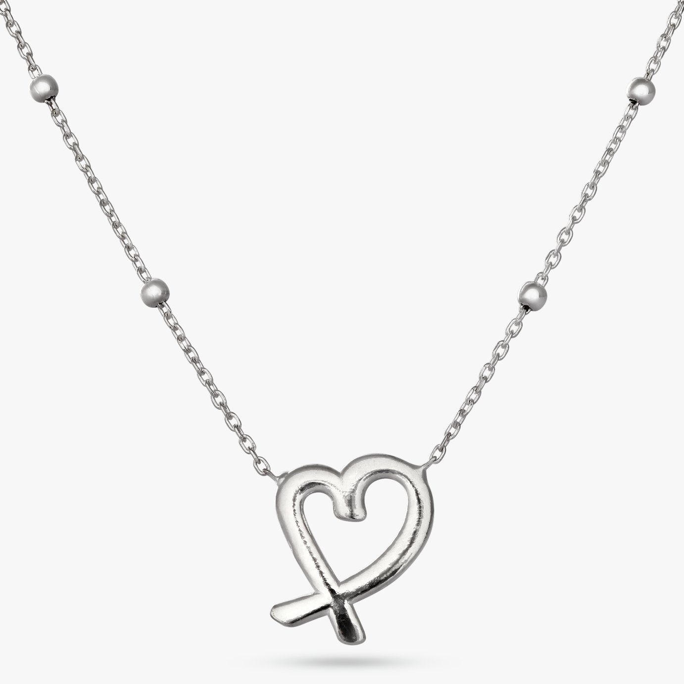 Buy Revere Sterling Silver Cut Out Heart Pendant Necklace Womens