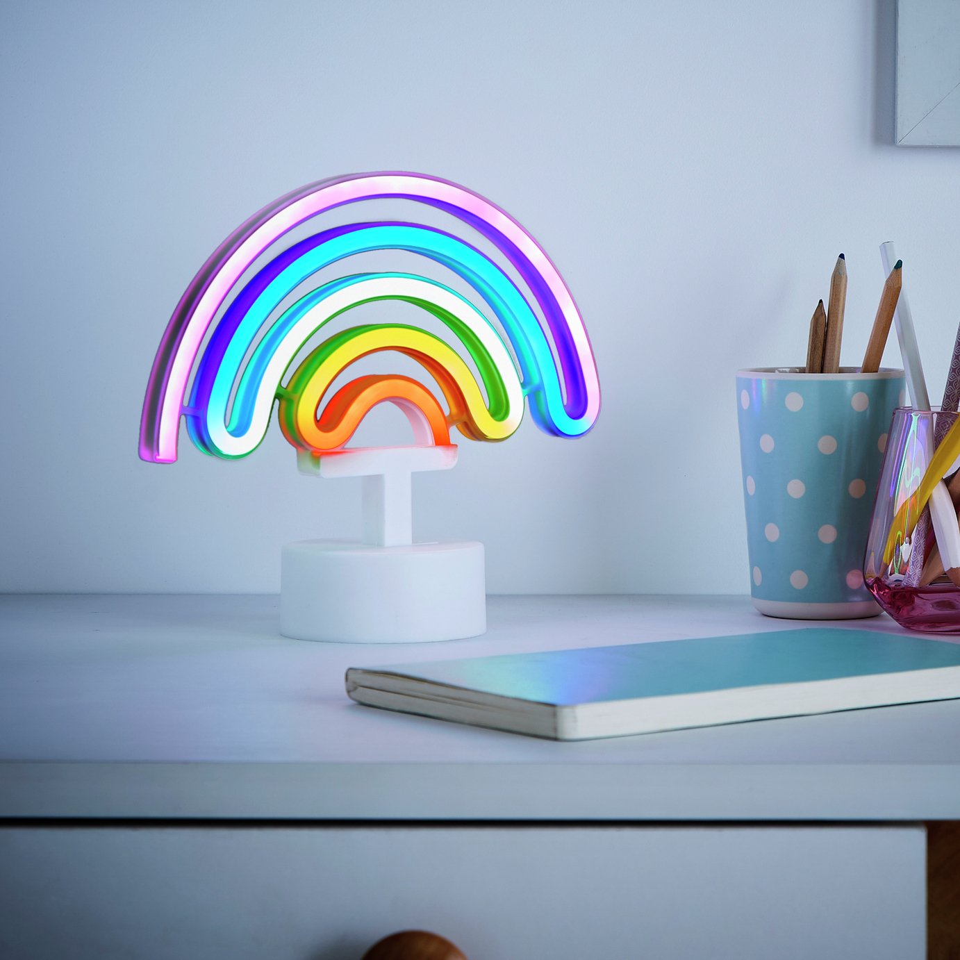 Glow Neon Effect Rainbow LED Table Lamp - Multicoloured