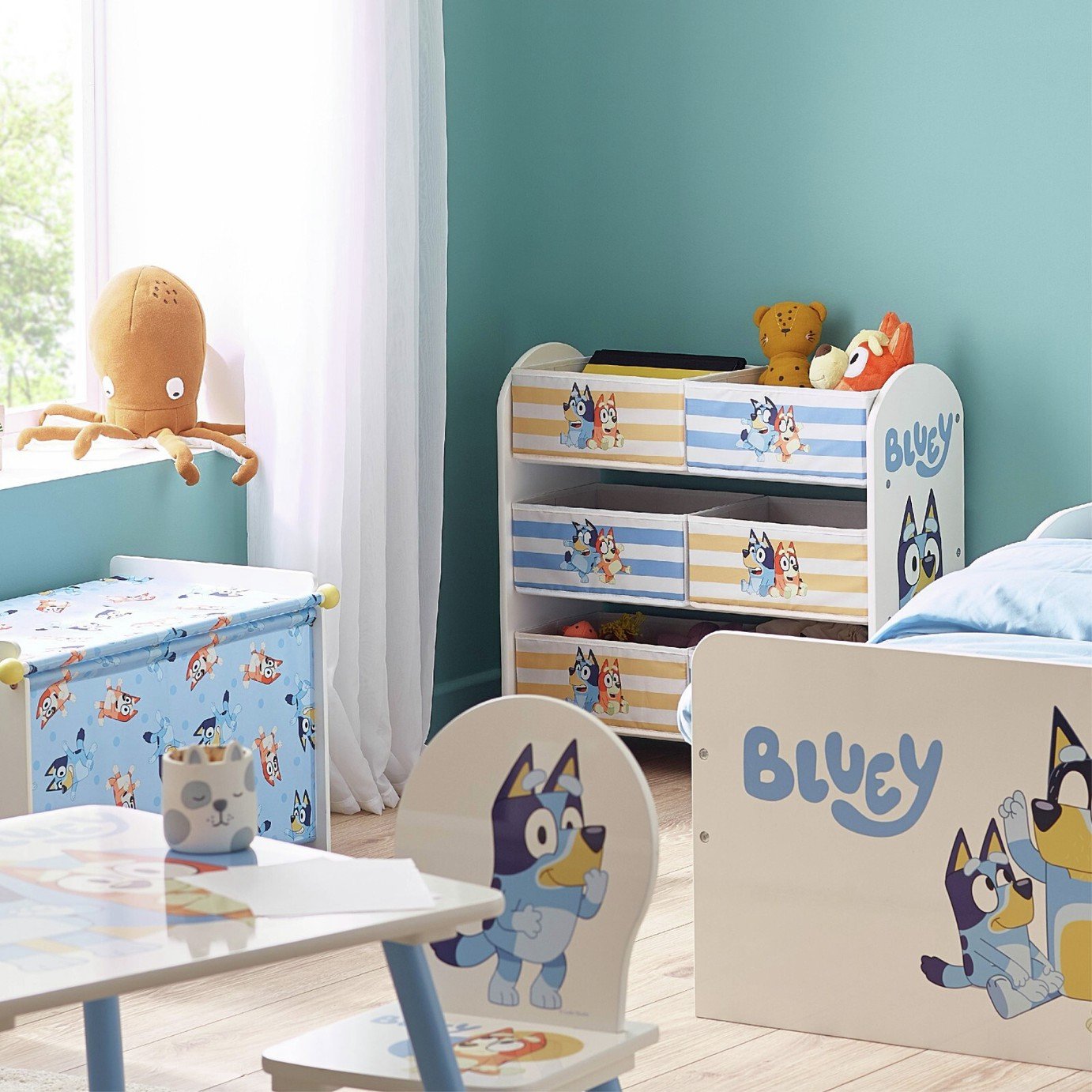 Bluey Fabric Toy Storage Unit - White & Blue