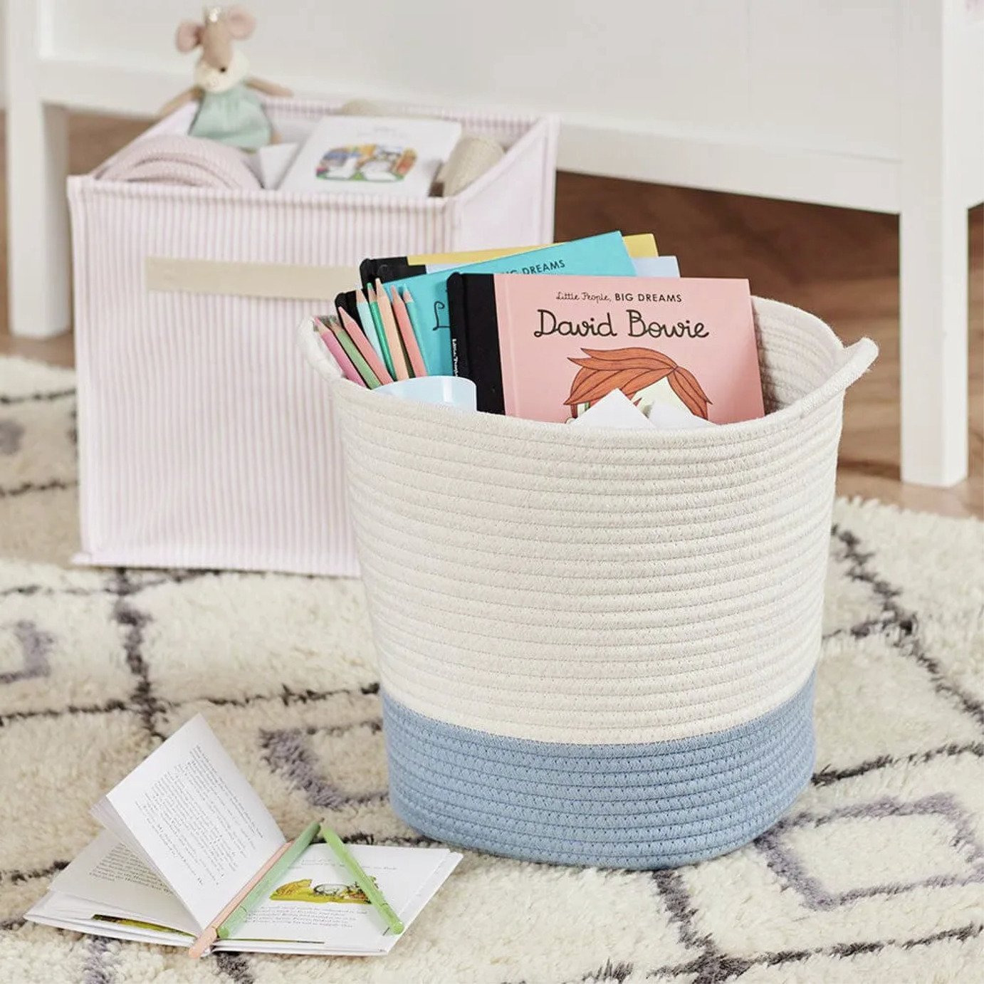 Great Little Trading Company Rope Storage Basket - Blue