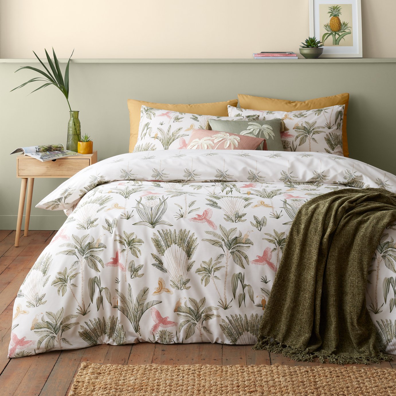 Catherine Lansfield Paradiso Palm Natural Bedding Set - King