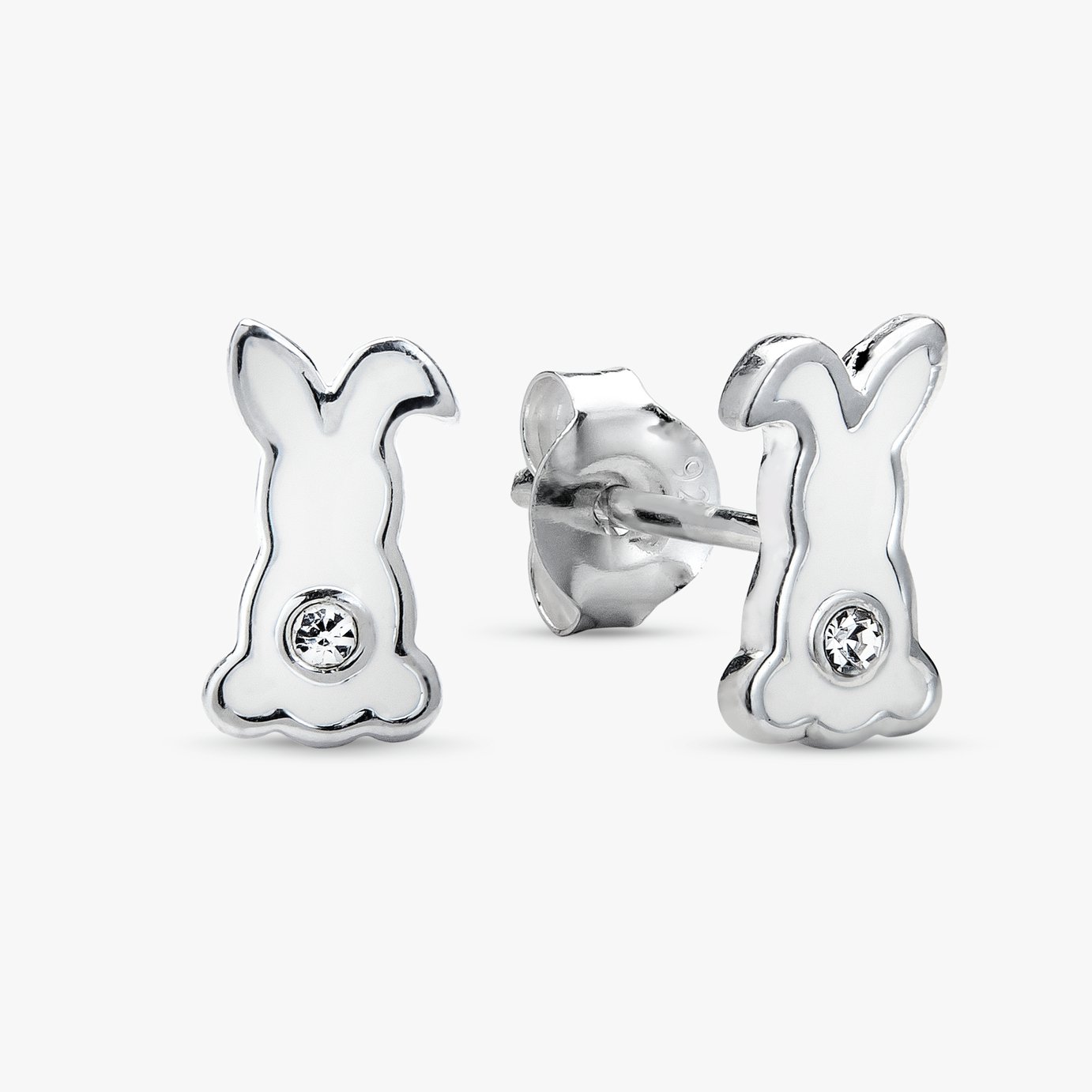 Revere Sterling Silver Crystal Stone Bunny Stud Earrings