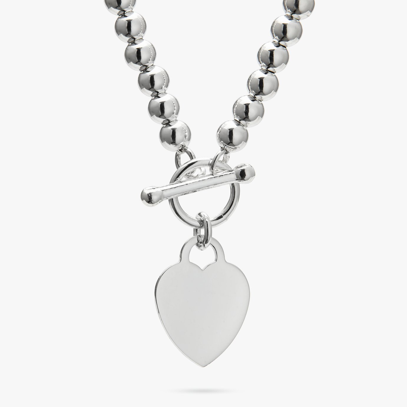 Revere Sterling Silver Heart Bar Beaded Chain Necklace