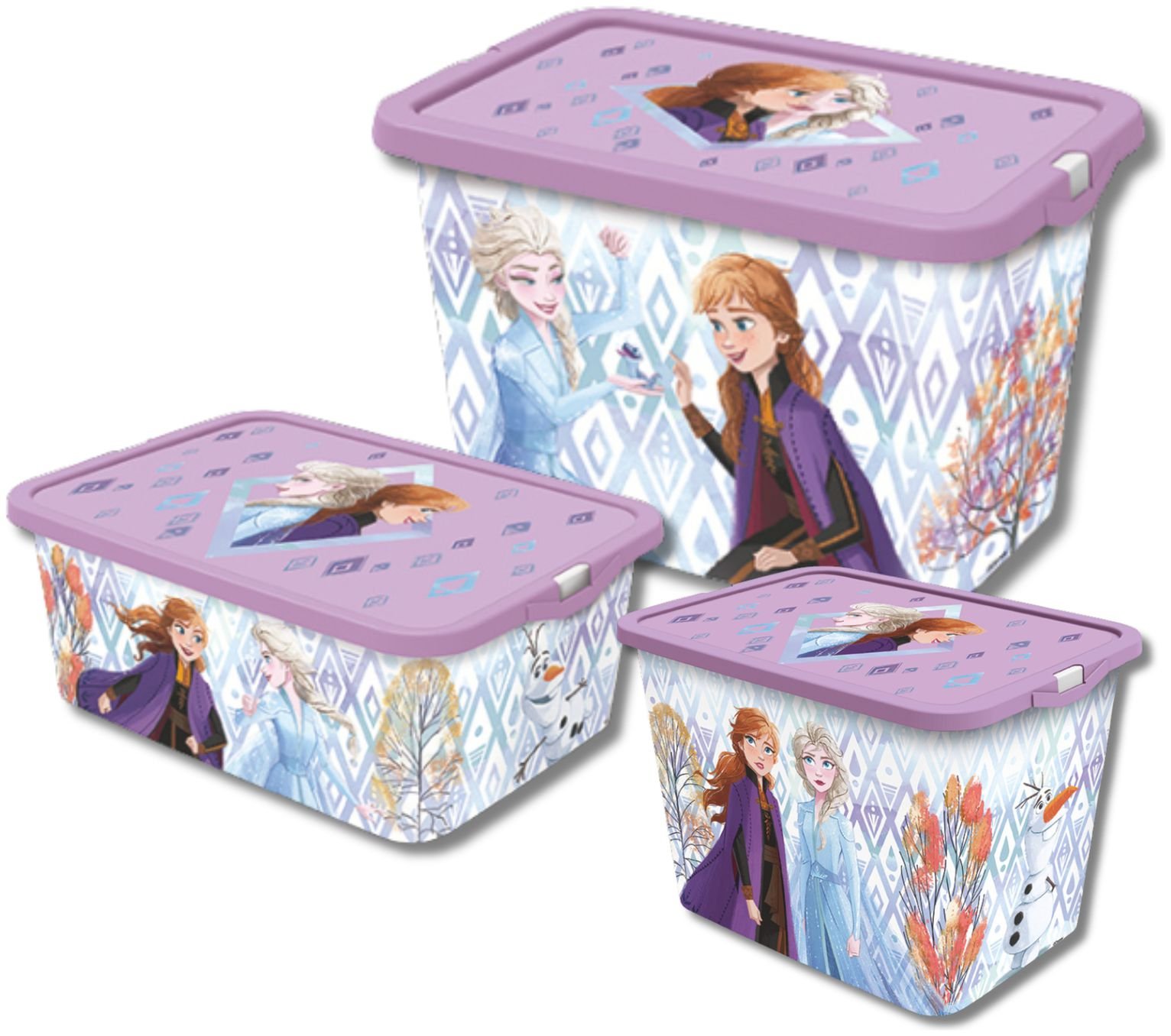 Disney Frozen Set of 3 Storage Boxes with Lid- Lilac & White