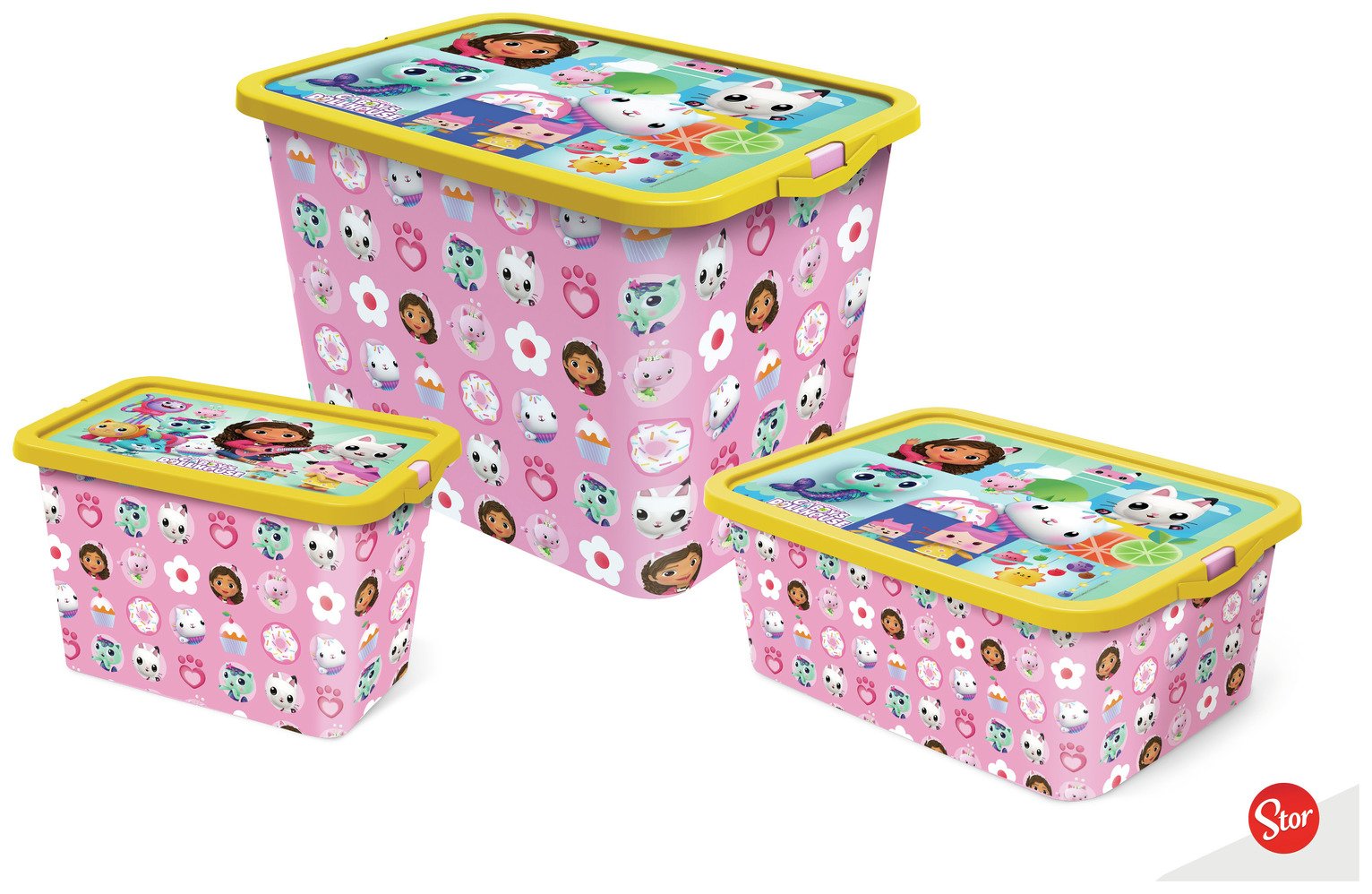 Spin Master Gabby's Dollhouse Set of 3 Storage Boxes - Pink