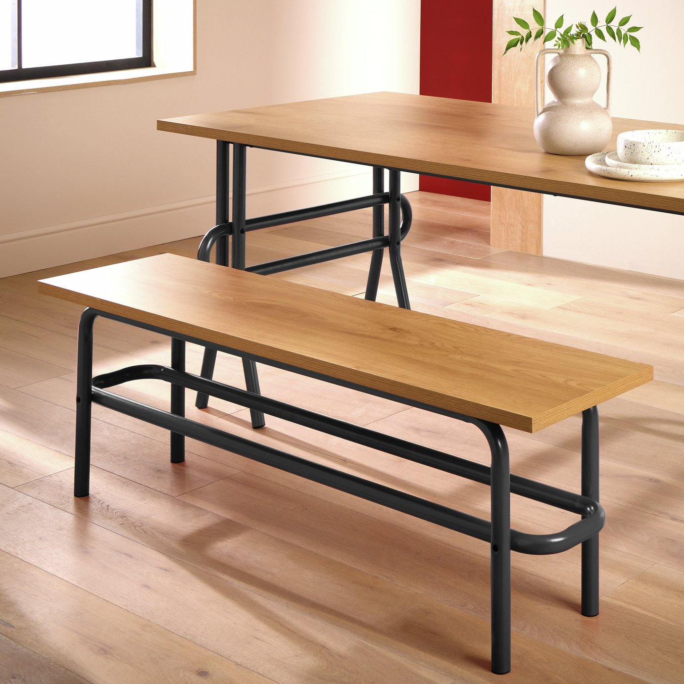 Habitat Ballon Metal Dining Bench - Black