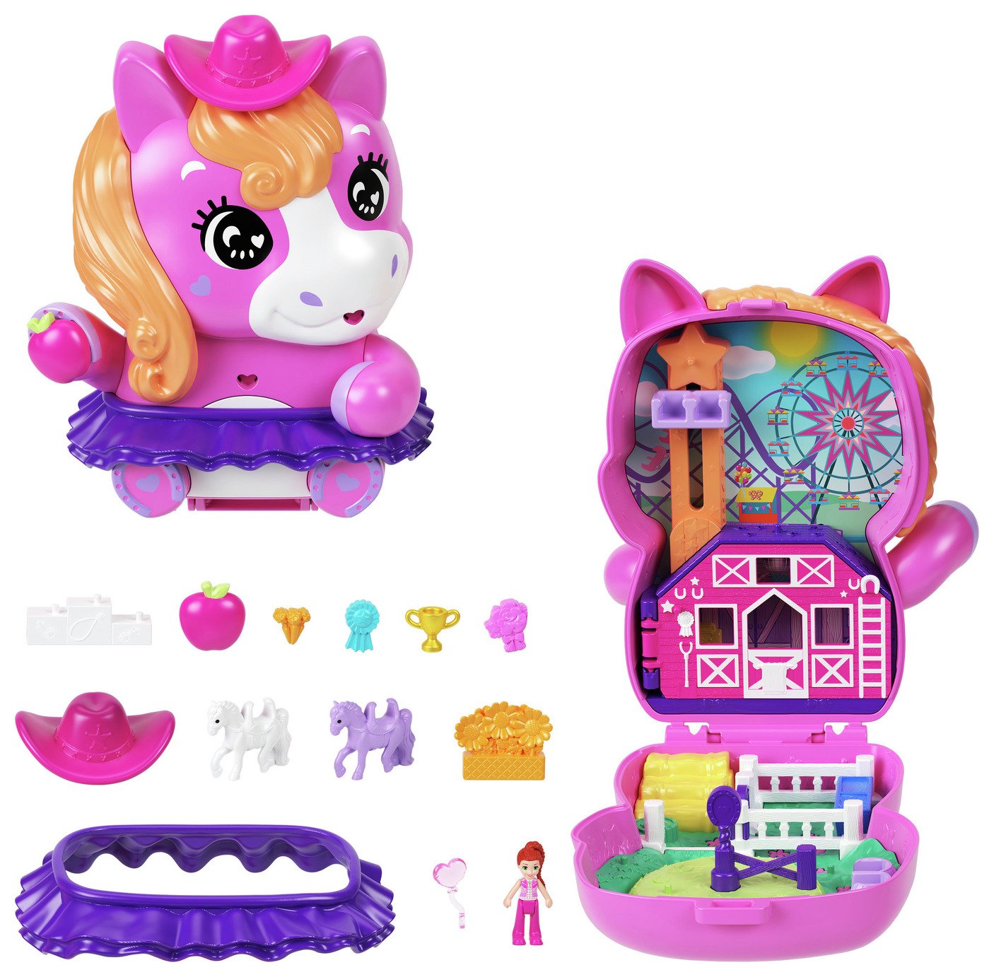 Polly Pocket Rodeo Compact playset with Dolls & Accessories