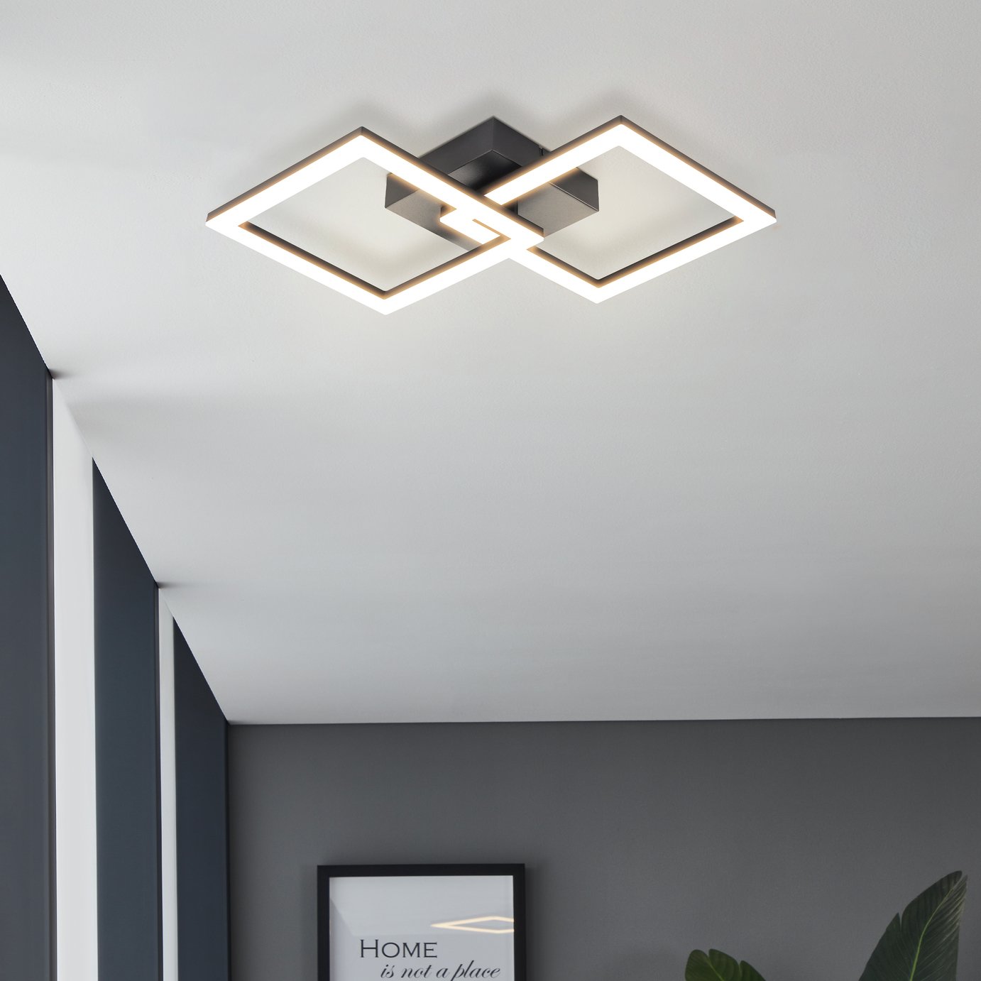 EGLO Palmaves-E Steel LED Flush Ceiling Light - Black