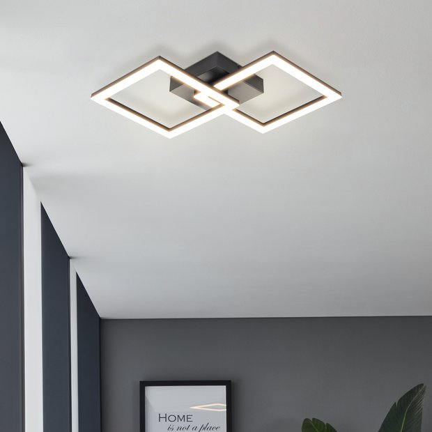 Eglo Roncade Black Ceiling Flush Light 65cm • Price