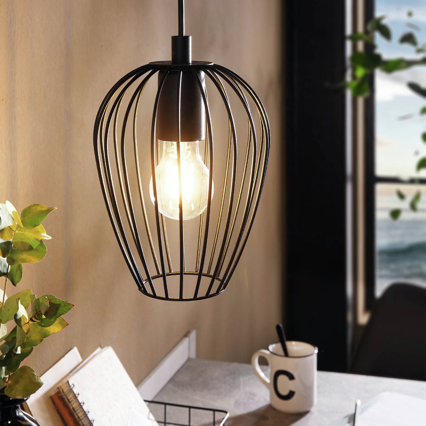 EGLO Newtown Steel Pendant Light - Black