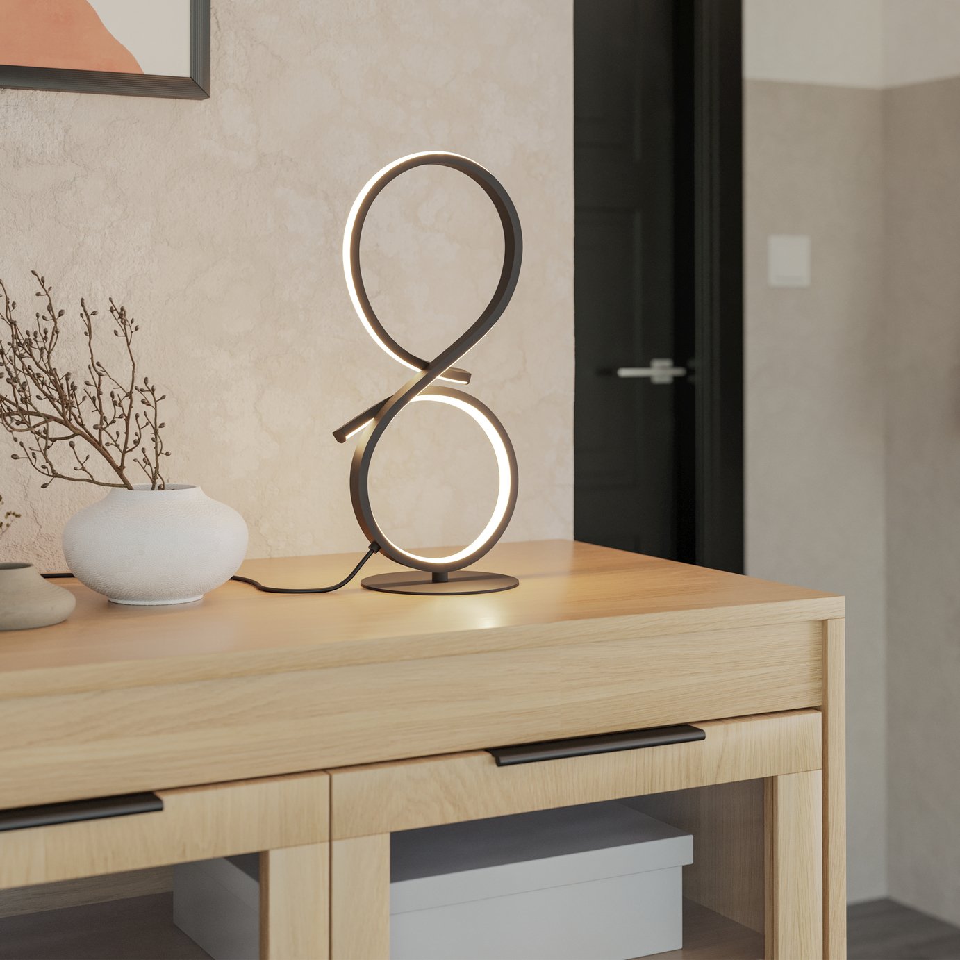 EGLO Serpins Steel LED Table Lamp - Black