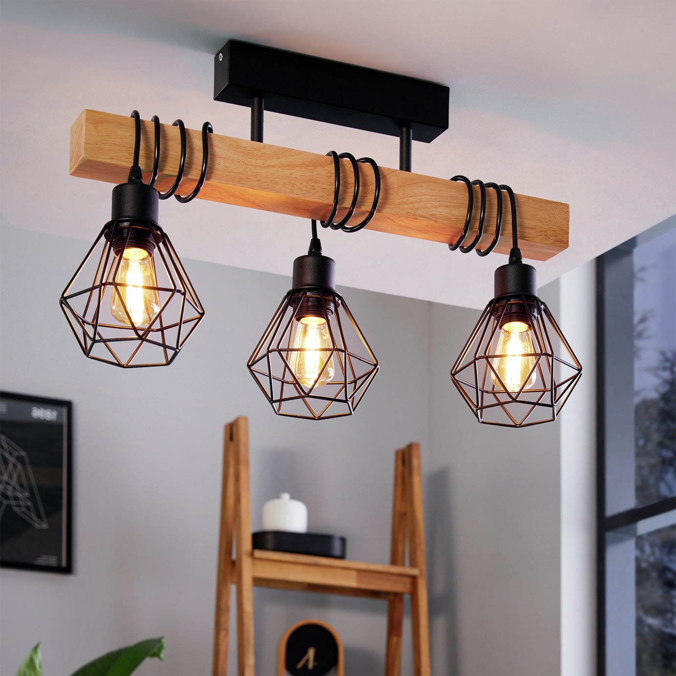 EGLO Townshend 5 3 Light Pendant Light - Black