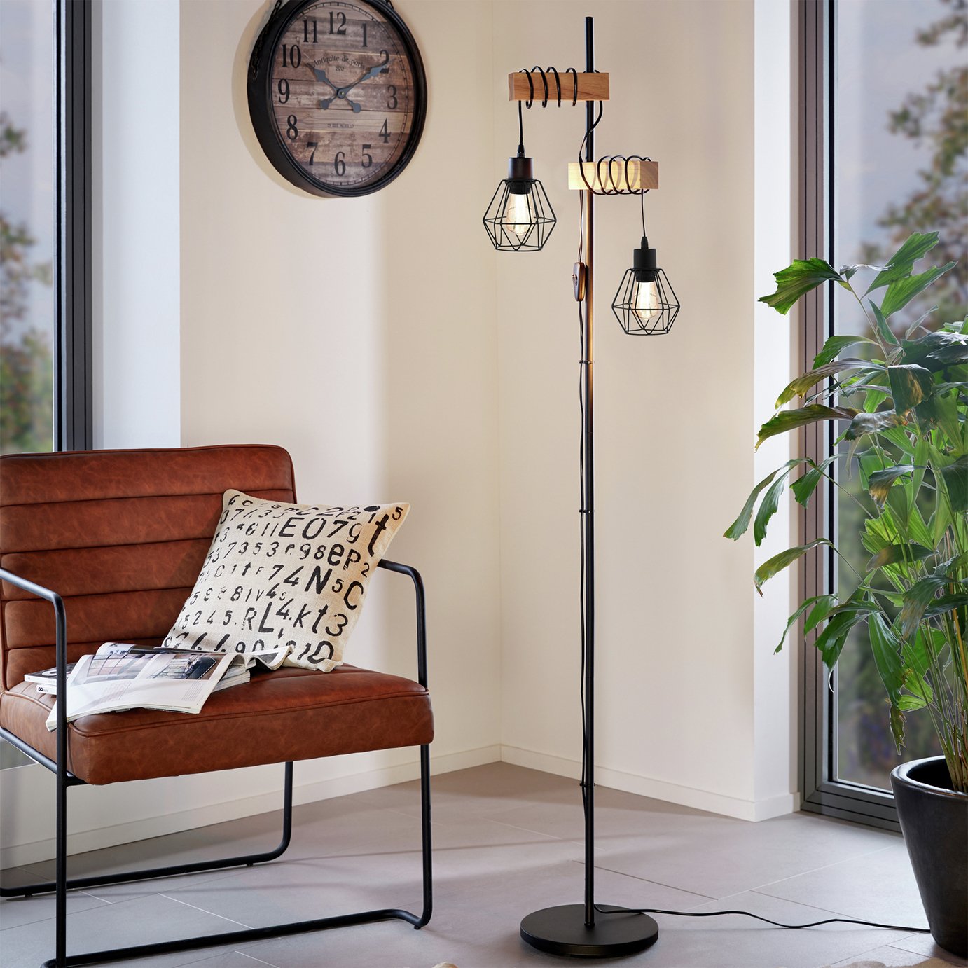 EGLO Townshend 5 Steel Floor Lamp - Black