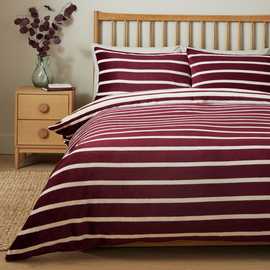 Argos Home Stripe Print Fleece Burgundy Bedding Set
