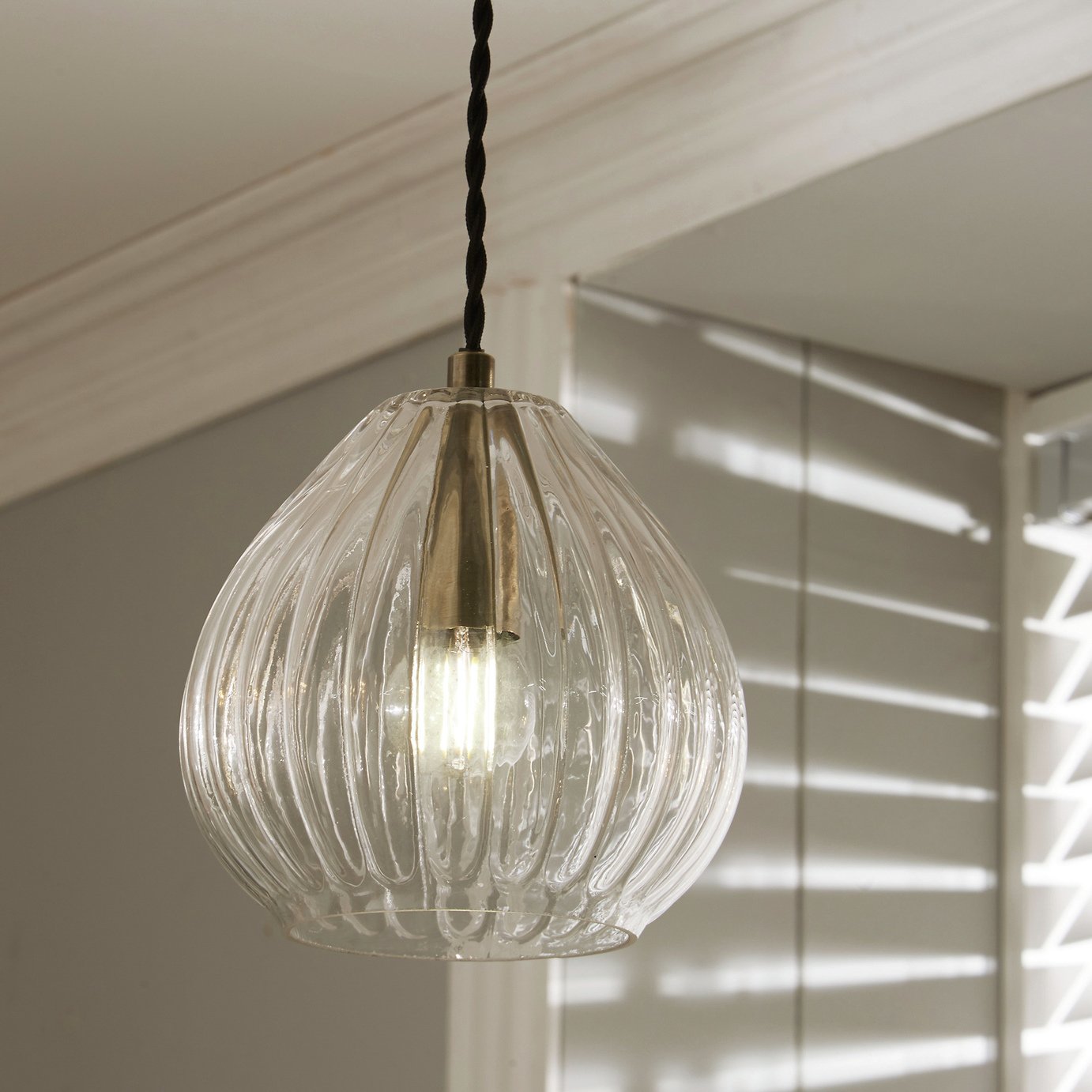 Pacific Ella Glass Teardrop Pendant Light - Brass