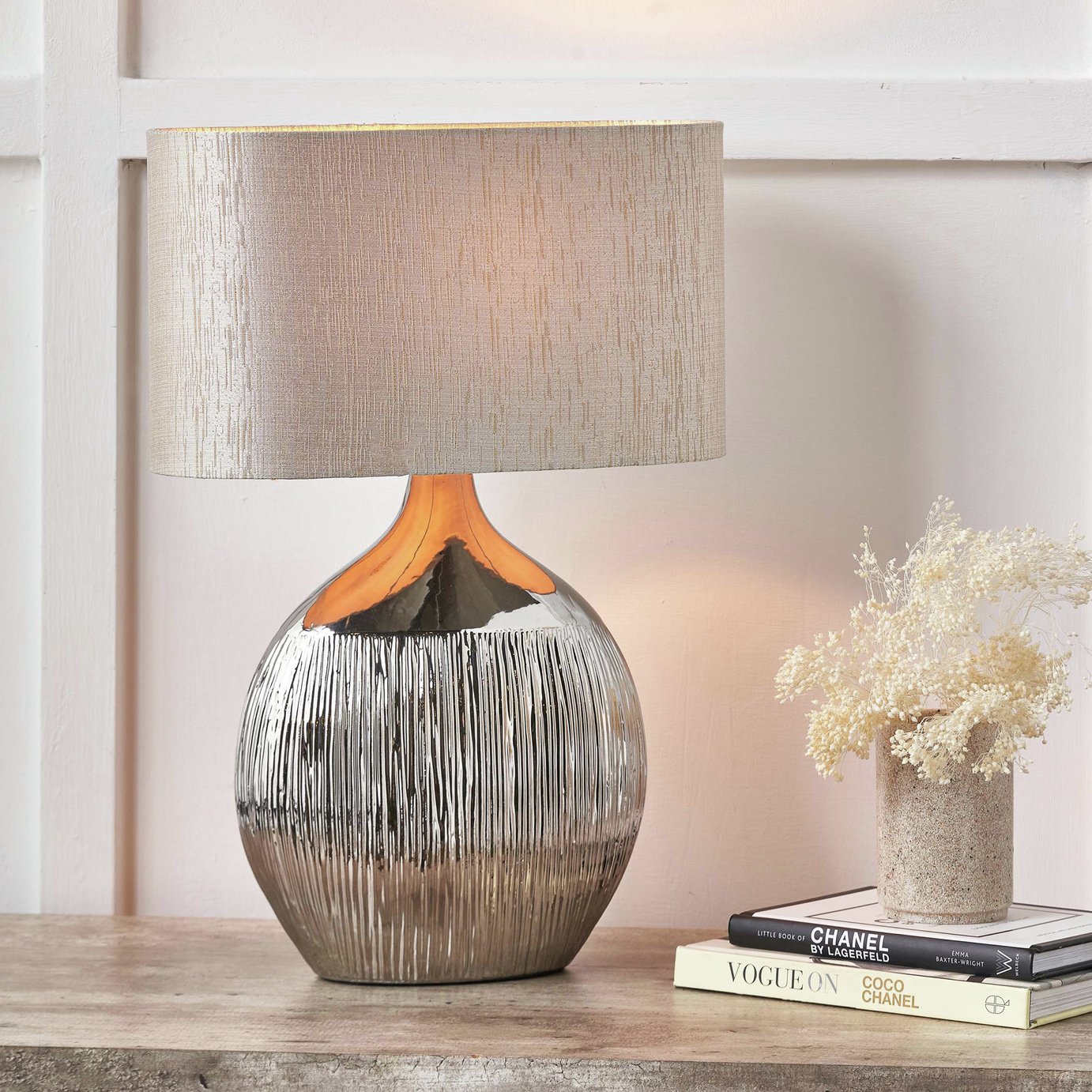 Pacific Gemini Ceramic Etched Table Lamp
