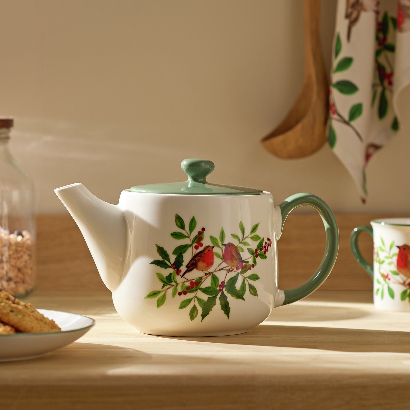 Argos Home Robin Stoneware Tea Pot - White
