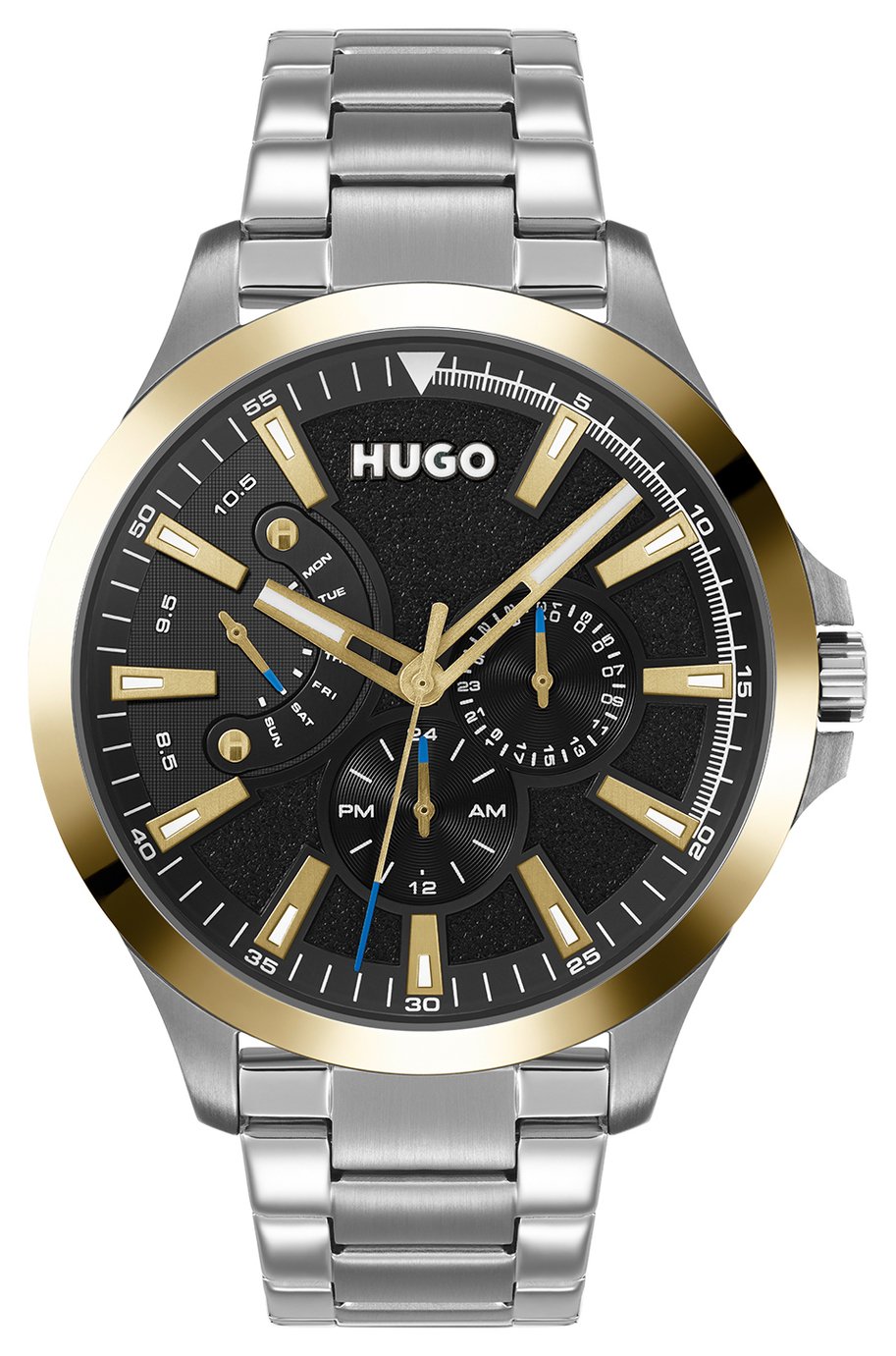 HUGO Men's Silver Strap Dual Tone Dial Bracelet Watch