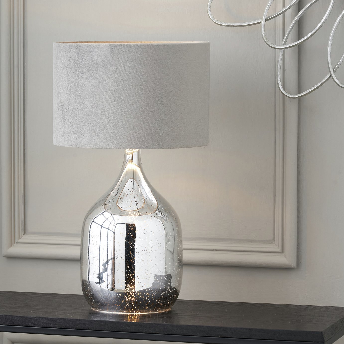 Pacific Stellar Glass Table Lamp - Silver