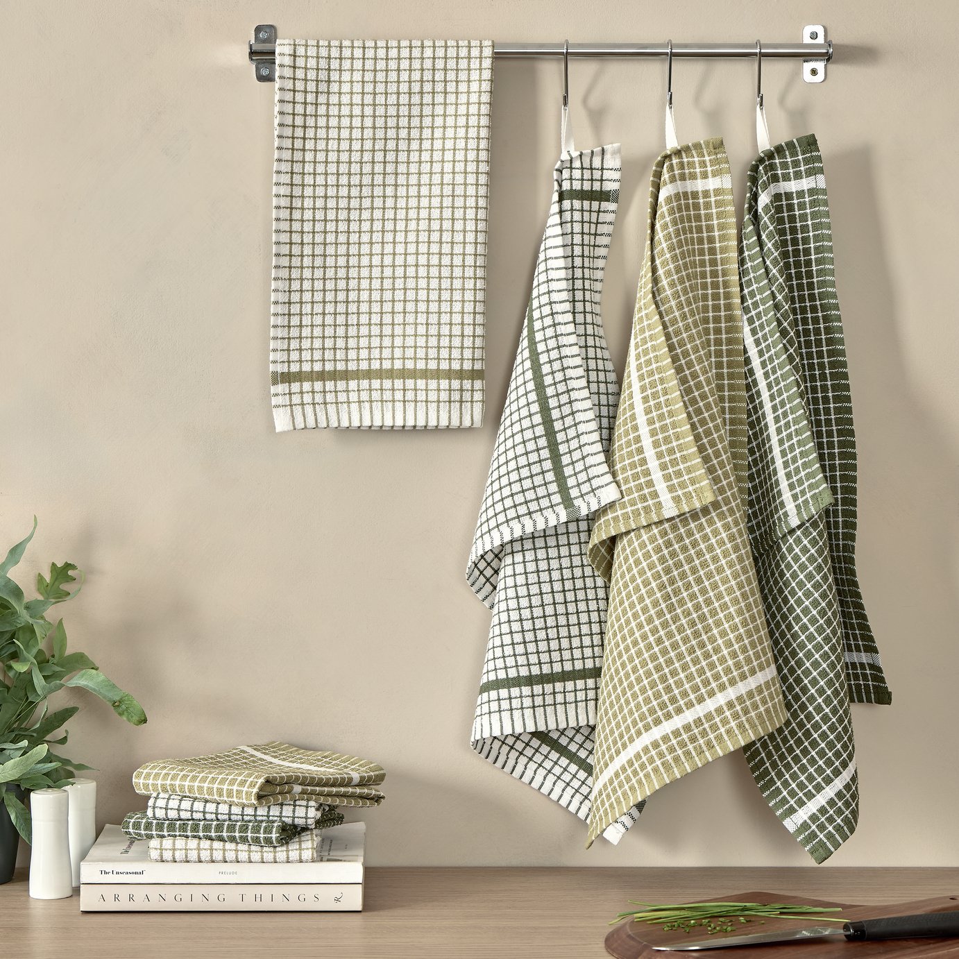 Argos Home Terry Pack of 8 Tea Towels - Green