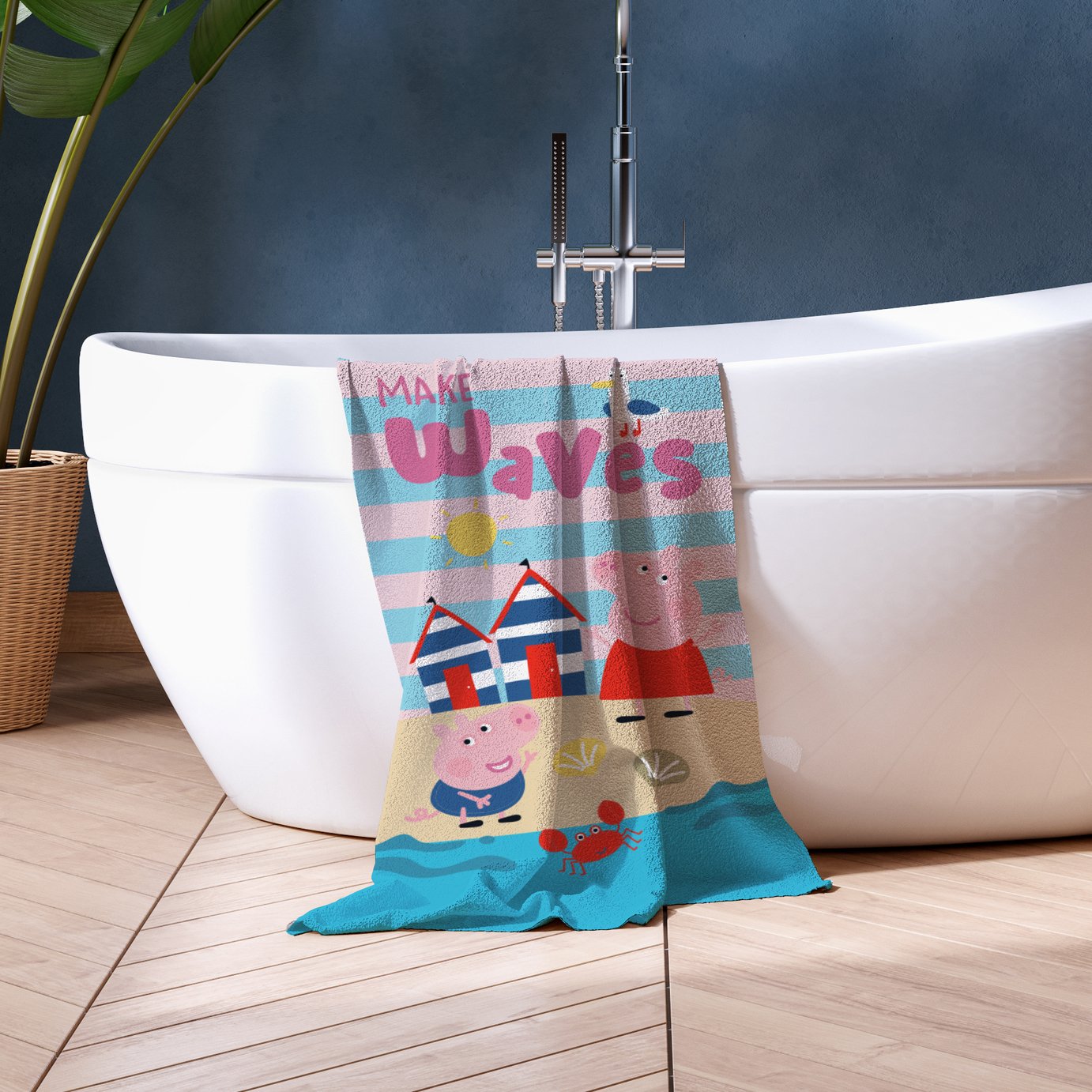 Peppa Pig Waves Beach Towel - Pink & Blue